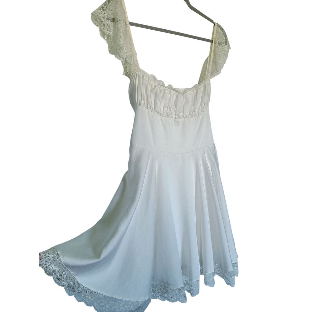 HOUSE OF CB Kaia Lace Trim Fit & Flare Mini Dress Ivory Size Large - Picture 5 of 9